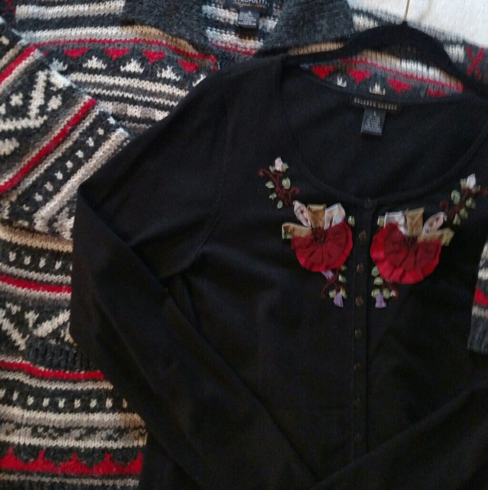 Double bonus 2 black and red sweaters